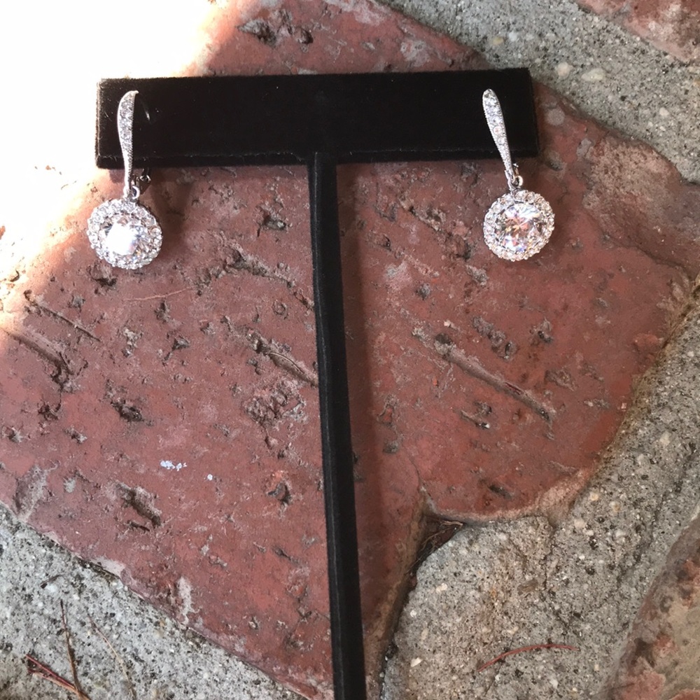 CZ Silver dangle earrings